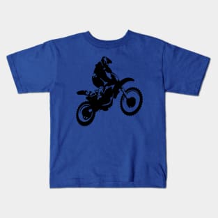 Moto X  Dirt Bike Monotone Vector Art - Black Kids T-Shirt